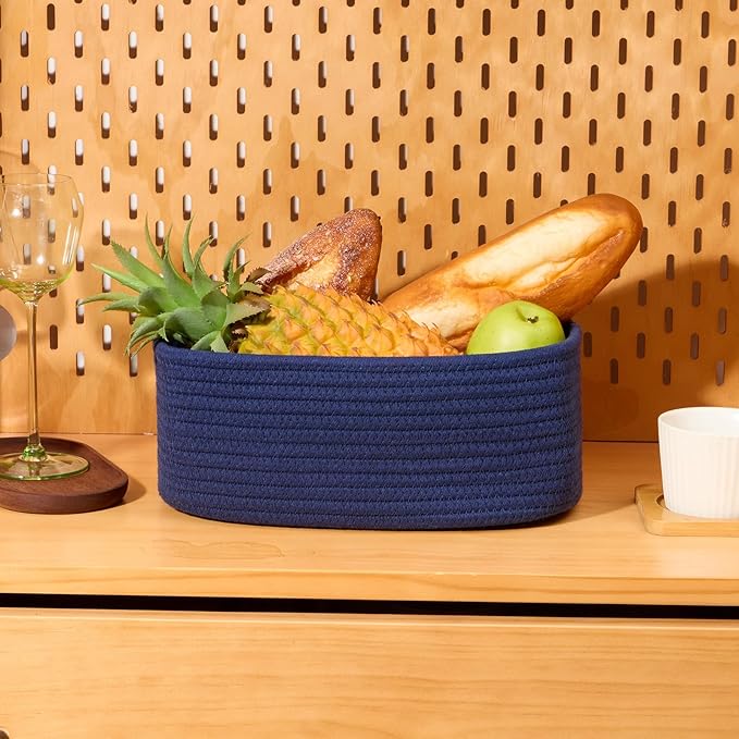 MiniArk Small Storage Baskets for Organizing | Closet Organizer Bins | Shelf Toy Basket | Woven Rope Baskets | Cube Decorativ