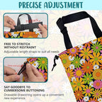 Car Garbage Bag Colorful Vintage Groovy Flowers Drawstring Car Trash Bag Hanging for Back Seat with Adjustable Buckle Canvas Vehicle Trash Can Easy-to-Install
