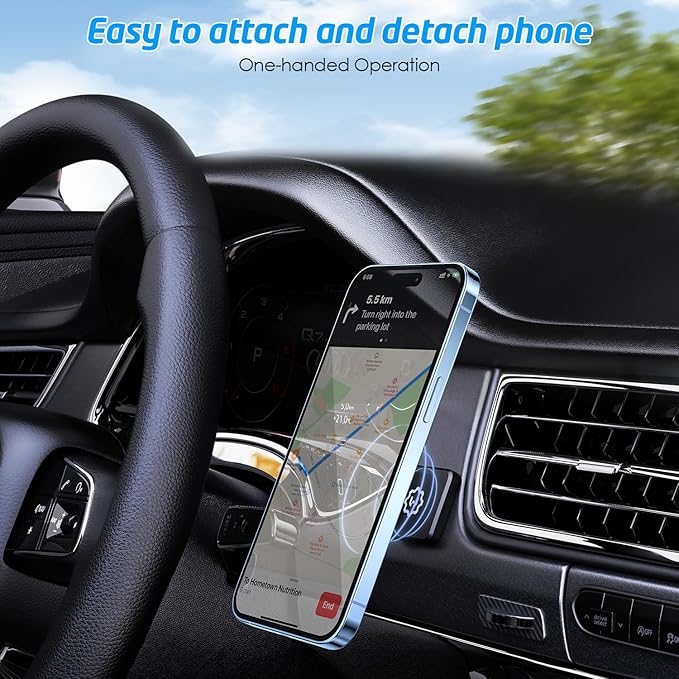 WixGear Rectangle Flat Stick On Dashboard Magnetic Car Mount Holder for Cell Phones and Mini Tablets with Fast Swift-Snap Technology - Extra Slim