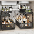 2 Pack 18.5IN-Depth Under Sink Organizer With Next-Gen Ball-Bearing Slides,2-Tier Precision Mesh Pull Out Cabinet Storage for