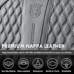 Coverado Car Seat Covers Full Set, Nappa Leather Seat Covers for Car, Waterproof Car Seat Protector with Lumbar Support, Auto