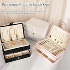 MODENGKONGJIAN Jewelry Organizer Box, 2-Layer Large Jewelry Storage Case, Portable Travel Jewelrys Display Holder for Earring