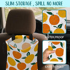 Car Garbage Bag Cartoon Oranges Fruits Hanging Canvas Car Trash Bag Waterproof Drawstring Car Back Seat Organizer for Car Back Front Seat Console with Adjustable Buckle