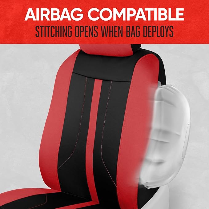 Motor Trend Red Cloth Car Seat Covers for Front Seats – Premium Automotive Bucket Seat Covers, Made for Vehicles with Removab