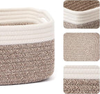 MiniArk Small Storage Baskets for Organizing | Closet Organizer Bins | Shelf Toy Basket | Woven Rope Baskets | Cube Decorativ