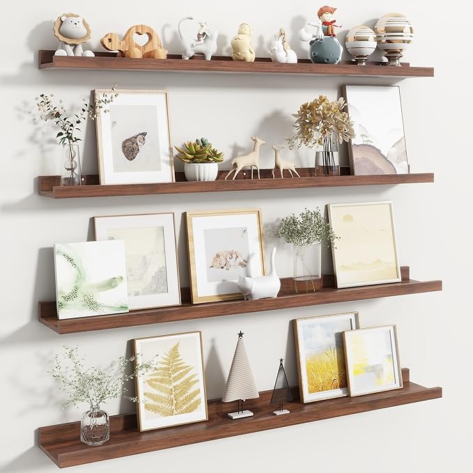 Fun Memories Picture Ledge Shelf, Floating Shelves Set of 4, 40 Inch Picture Shelves for Wall with Ledge, Large Nursery Book 