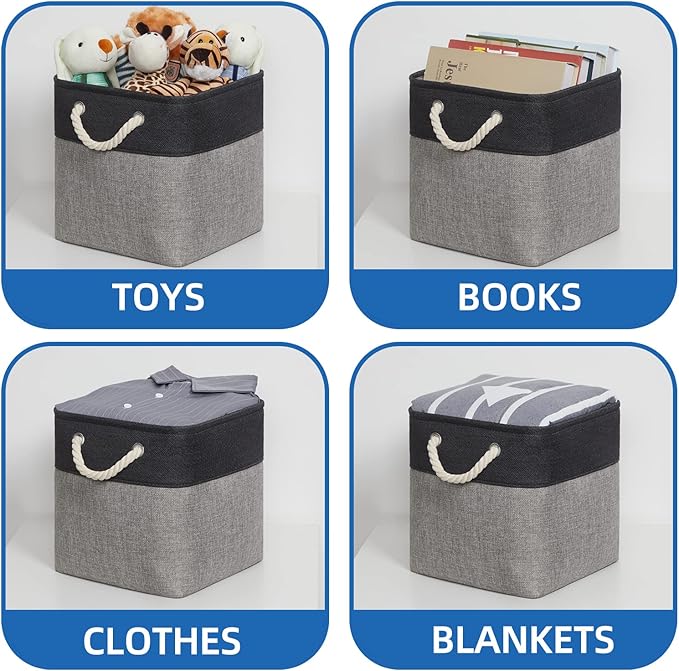Temary Storage Baskets 4 Pack Fabric Storage Cubes Basket for Organizing, Collapsible Cloth Baskets with Handles for Shelves,
