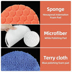 Bufing Polishing Pads - 7Pcs Face for Backing Plate, Car Compound Buffing Sponge Pads and Woolen Cutting Polishing Pad Kit (5 inch)