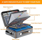 DocSafe Fireproof Document Box with Lock＆Shoulder Strap,Hard Case File Organizer with Accordion File Folder,Multi-Layer Porta