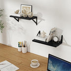 Floating Shelves, 8 Inch Deep Rustic Wood Wall Storage, 16W x 8D Wall Shelves Set of 2, Heavy Duty Metal Brackets, Industrial