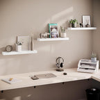 Ballucci Floating Shelves for Wall, 24" Wood Wall Shelf Set of 3, Invisible Brackets Floating Shelf, Decor Living Room, Bathr