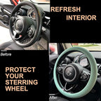 PINCTROT Large Size Nappa Leather Steering Wheel Cover, Slim Fit No Bulk Design, One Piece Leather with Breathable Perforatio