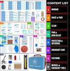 Large First Aid Kit - 410 Piece Dual-Color Emergency Kit with Hard Shell & Fluorescent Interior Coating, Professional Surviva
