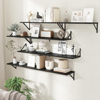 Floating Shelves with Black Metal Brackets Set of 2,30" Wx8 D Wall Mounted Shelves Floating Bookshelf,Hanging Storage Shelf f