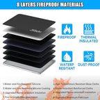 5200℉ Fireproof Document Box with Lock, Waterproof File Organizer with Handle, Portable Collapsible Filing Cabinet with Refle