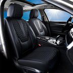 Coverado Car Seat Covers Full Set, Black Seat Covers for Car with Lumbar Support, Nappa Leather Seat Covers Waterproof Car Se