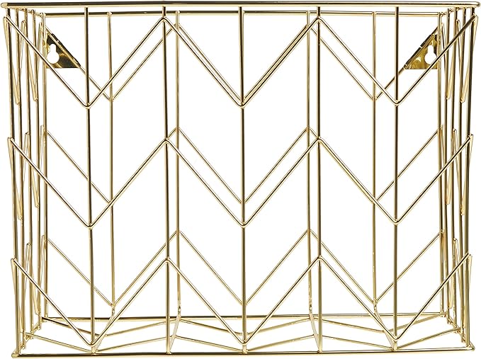 U Brands Desktop Hanging File Organizer, Gold Wire Metal Letter Size File Holder, Steel Wire Document & Folder Organizer for 