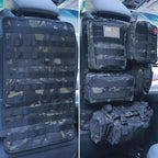 Universal Tactical Car Seat Back Organizer Bag Tactical Molle Vehicle Organizers Panel Vehicle Protector Organizers with 5 Detachable Pouches for Car (Black camo)