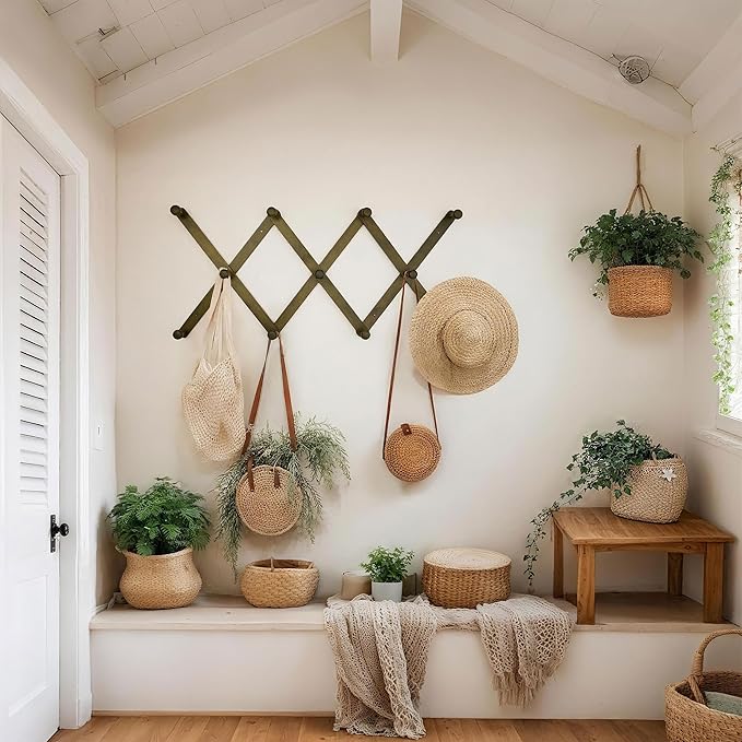 SKOLOO Hat Rack for Wall with 11 Hooks, 24 inch Solid Wooden, Modern, Huge Coat Rack Wall Mount for Coats, Hats, Bags, Cowboy