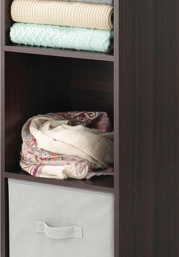 Whitmor 3 Cube Storage Organizer, 3 Tier Stackable MDF Wood Bookcase, Open Storage Display Bookshelf, Storage Cabinet for Liv