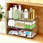 Medicine Cabinet Organizer with Removable Dividers, 3-Tier Stackable Drawer Storage for Bathroom, RV, Vanity, Countertop & De
