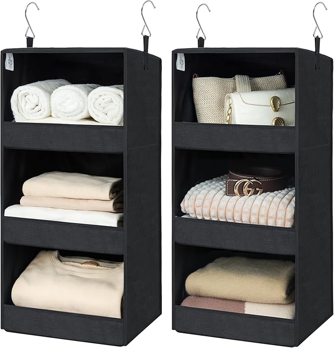 GRANNY SAYS Hanging Closet Shelf, 3-Shelf Foldable Hanging Organizers and Storage, Hanging Organizer for Camper Organization,