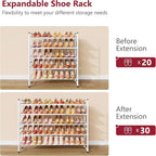 Tajsoon Expandable Shoe Rack for Closet 5 Tier, 29“-41“Adjustable & Stackable Shoe Shelf Storage, Metal Shoe Rack Organizer f