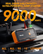 OXILAM 20000mAh Jump Starter for All Gas & Diesel Engines, 9000A Battery Jumper Starter Portable, 12V Jump Box with Quick