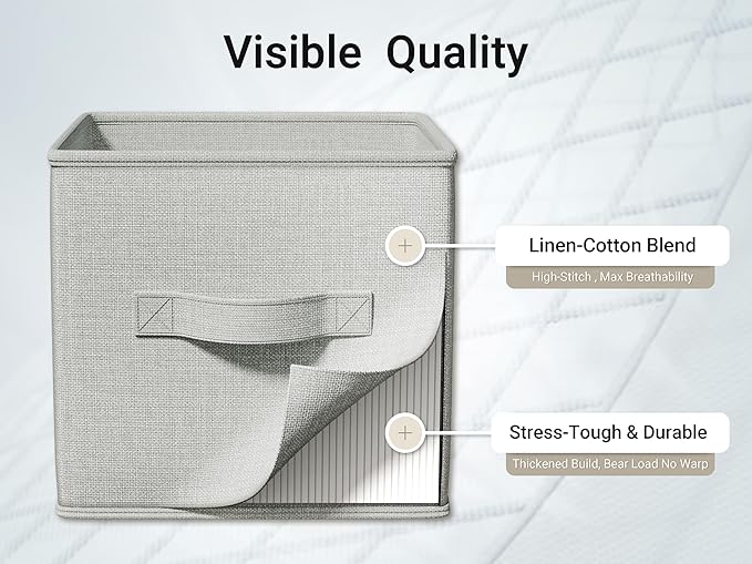 LayerSpace 4 Pack Foldable Fabric Closet Storage Bins, 11Inch Organizer Cubes with Handles, Linen Storage Boxes for Clothes, 