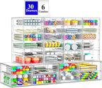 ARSTPEOE 30 Drawers, Acrylic Desk Makeup Organizer, Plastic Drawers Organizer, Stackable Storage Solution for Makeup, Dresser
