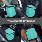 linqin Teal Car Trash Can with Lid Leak Proof Car Trash Bag Polyester Car Garbage Can, Multipurpose Trash Bin Hanging for Minivan SUV Truck