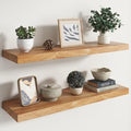 RICHFOCUS Elm Floating Shelves for Wall - 36" W x 9.3" D Rustic Solid Wood Shelves with Invisible Bracket, Wall-Mounted for L
