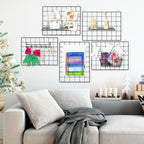6 Pack 16 x 12 Inch Black Wall Grid Wire Panel with Accessories 1 Black Hanging Wire Basket, 1 Shelf, 1 Hook Rack, 2 Letter S