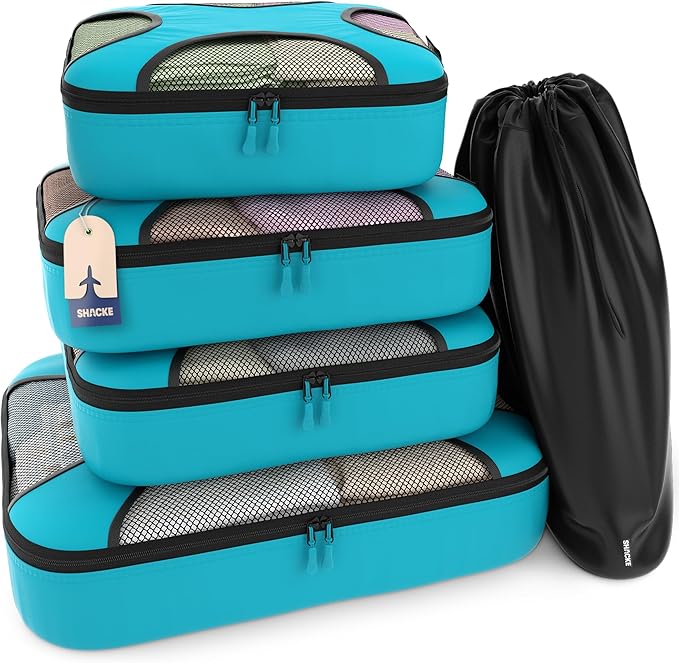 Shacke Packing Cubes for Travel 5 Set - Premium Luggage Organizer Bags - Versatile Travel Organizer for Women and Men - Optim