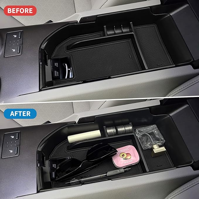 Xaido Center Console Organizer Tray Compatible with 2018-2024 Toyota Camry XLE XSE & 2020-2024 Camry LE SE with Dual USB Ports, Armrest Box Storage Tray Interior Accessories (Not for 2025)