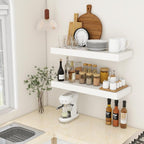 30 Inch Floating Shelves | 12 Inch Deep White Floating Shelves Set of 2 | 30" W x 12" D Rustic Wood Shelves for Wall | Deep W