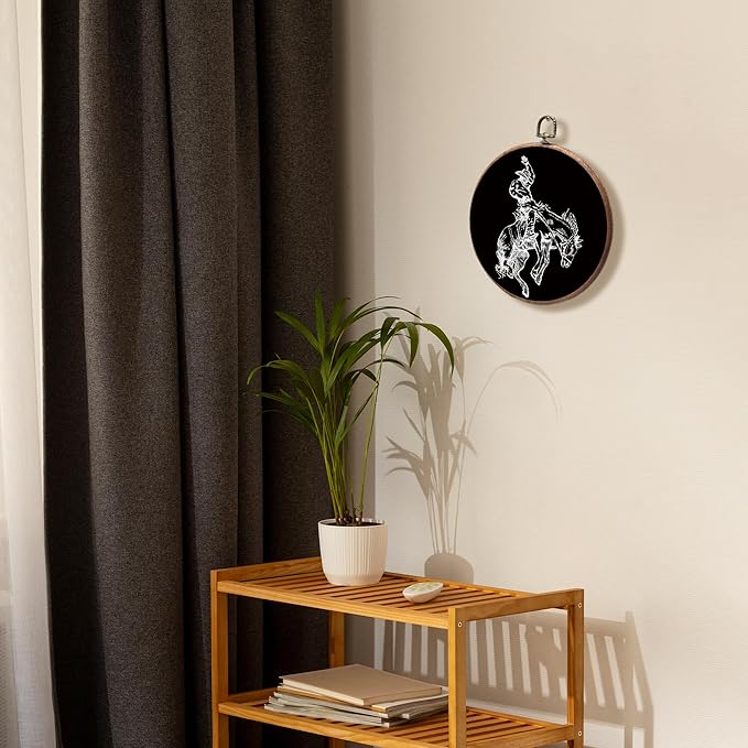 KSDUT Western Cowboy Horse Black Wall Art Decor - Brown Bucking Southwestern Wall Art Canvas Frame Hanging Prints, Mid Centur