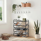 4Tier Shoe Rack - Expandable Shoe Organizer for Closet, Adjustable Metal Shoe Shelf Storage, Stackable Long Shoe Stand Holder