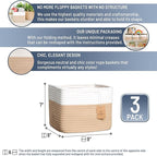 NaturalCozy Storage Cubes 9”x9”x7”Cotton Rope Woven Baskets for Organizing 3-Pack | 9 Inch Cube Storage Bin | Small Basket fo