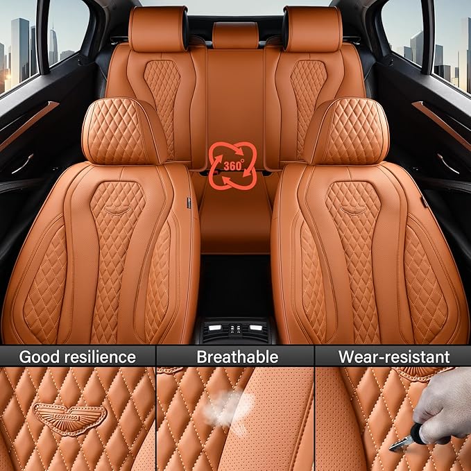 Coverado Seat Covers,Waterproof Seat Covers Front Seats, Brown Car Seat Cover, Luxury Front Car Seat Covers Leather Car Seat 