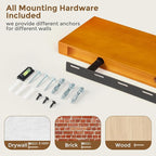 Marsmiles Wood Floating Shelves | 55 Inch Rustic Honey Oak Wall Shelves Set of 2 | 55" W x 7.7" D x 1.6" H Wooden Shelves for