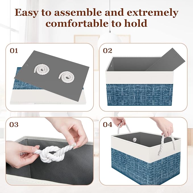StorageTastic Storage Bin,Collapsible Storage Basket For Organizing,Large Storage Boxes With Rope Handles,Storage Containers,