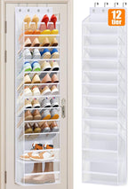 MISSLO 12 Tier Over the Door Shoe Organizer Large Capacity Hanging Shoe Rack for Closet Storage Narrow Sneaker Holder for Doo