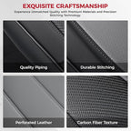 FREESOO Black Gray Front Car Seat Covers - Faux Nappa Leather Seat Covers for Cars, with Carbon Fiber Texture Seatbelt Pads, 