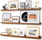 Picture Ledge Wall Shelves - Set of 3, 56 inches Width, Solid Pine Wood Rustic Floating Ledge Shelves for Kids' Room, Bedroom