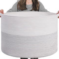 INDRESSME XXXLarge Cotton Rope Basket 21.7" x 21.7" x 13.8" Woven Baby Laundry Basket for Blankets Toys Storage Baskets with 