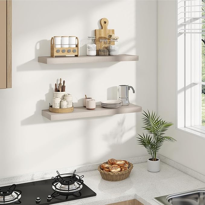 Dreamland 8" Deep Long Floating Shelves, 32 Inches Floating Shelves for Wall Set of 2, Large Display & Storage Shelf, Wall Sh