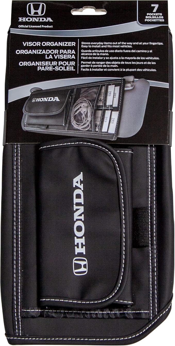 Plasticolor 006195R01 Honda Logo Car Truck or SUV Sun Visor Organizer, Auto Interior Pocket Organizer, Registration and Document Holder, Personal Belonging Sunglass Storage Pouch Organizer