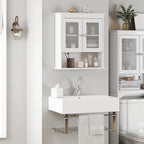 Spirich Bathroom Cabinet Wall Mounted, Medicine Cabinet Organizer with Glass Doors and Adjustable Shelves, Bathroom Wall Cabi
