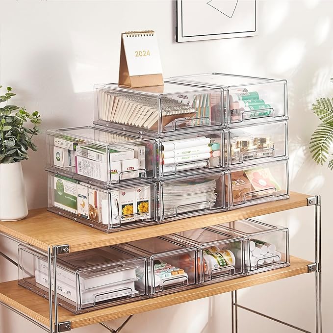 clear Drawer-Type Plastic Storage Box Bins Organizer，Family First Aid Kits Medicine cabinet Box Organizer,Closet ，Shelf，Ointm